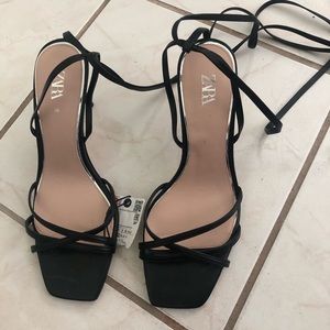 Zara   lace up sandals